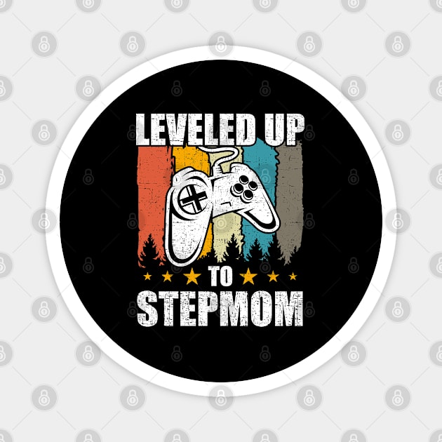 Leveled up to Stepmom Funny Video Gamer Gaming Gift Magnet by DoFro